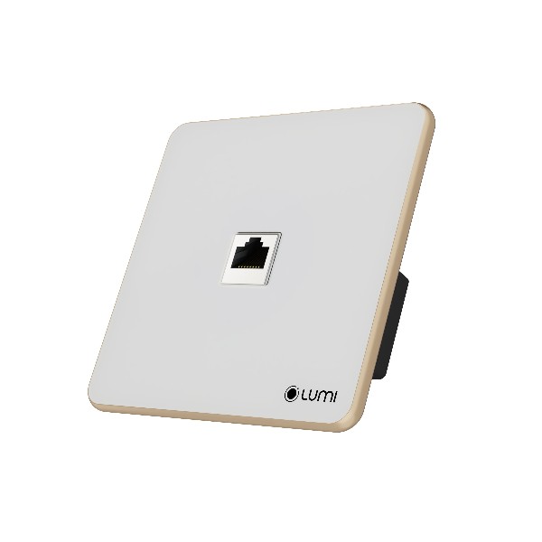 Ổ mạng Luso kính phẳng viền nhôm bo cong vàng